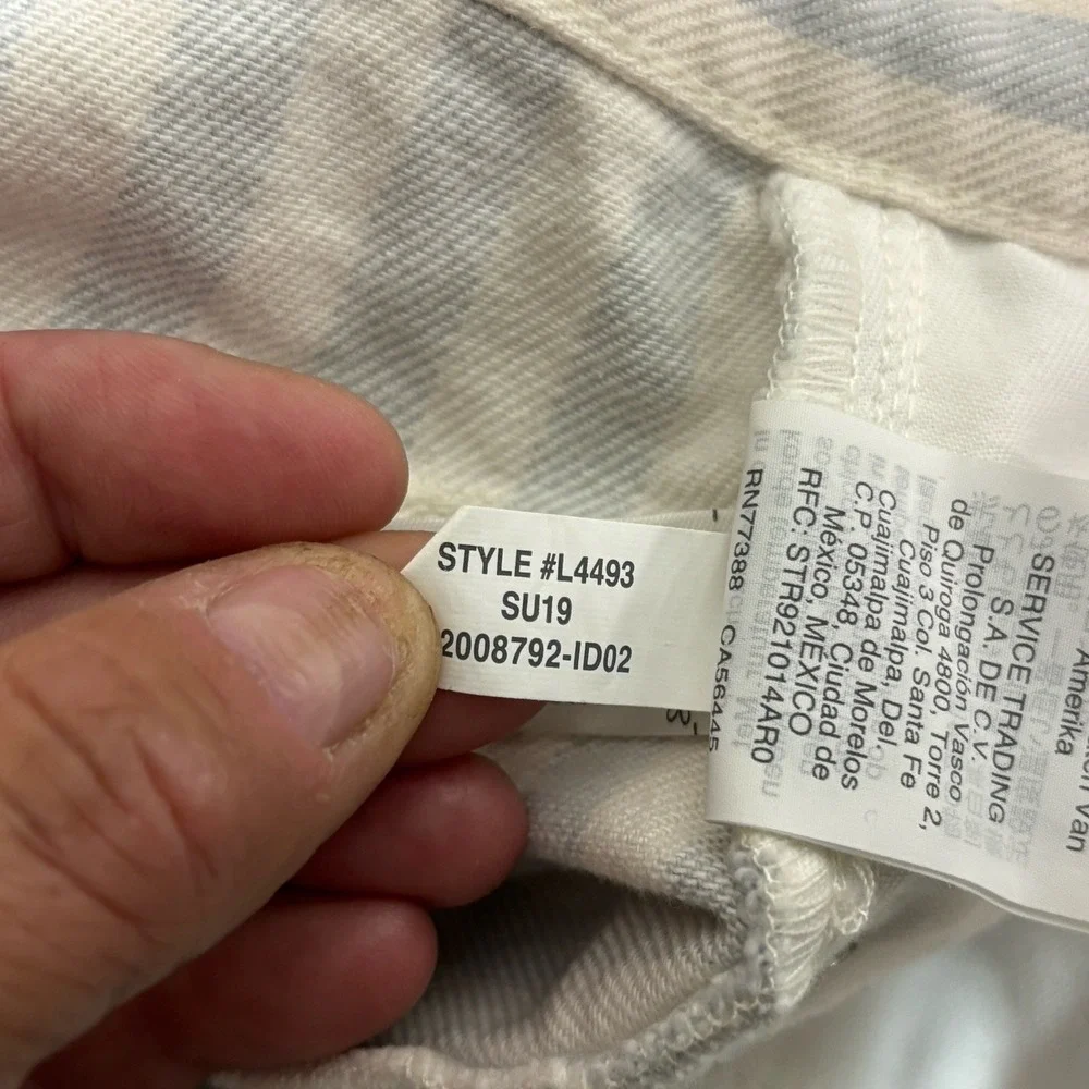 Madewell Stretch A-Line Mini Skirt Sz 25 Cream Blue Pompano Stripe Button L4493‎